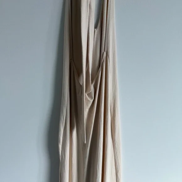 NWT Free People Beach Alix Plunge Low Back Midi Dress in Bleached Sand Neutral - Picture 8 of 9